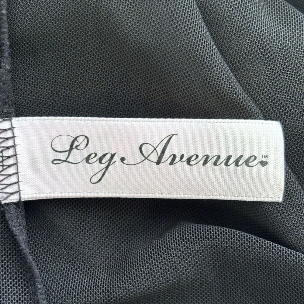 LEG AVENUE Black Sheer Duster Robe Faux Fur Border Sleeves And Hem Size S/M